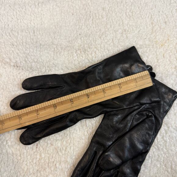 NWT Lands' End Women's EZ Touch Screen Cashmere Lined Black Leather Gloves M - Picture 8 of 8